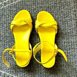 Boden lemon yellow leather sandals, size 39